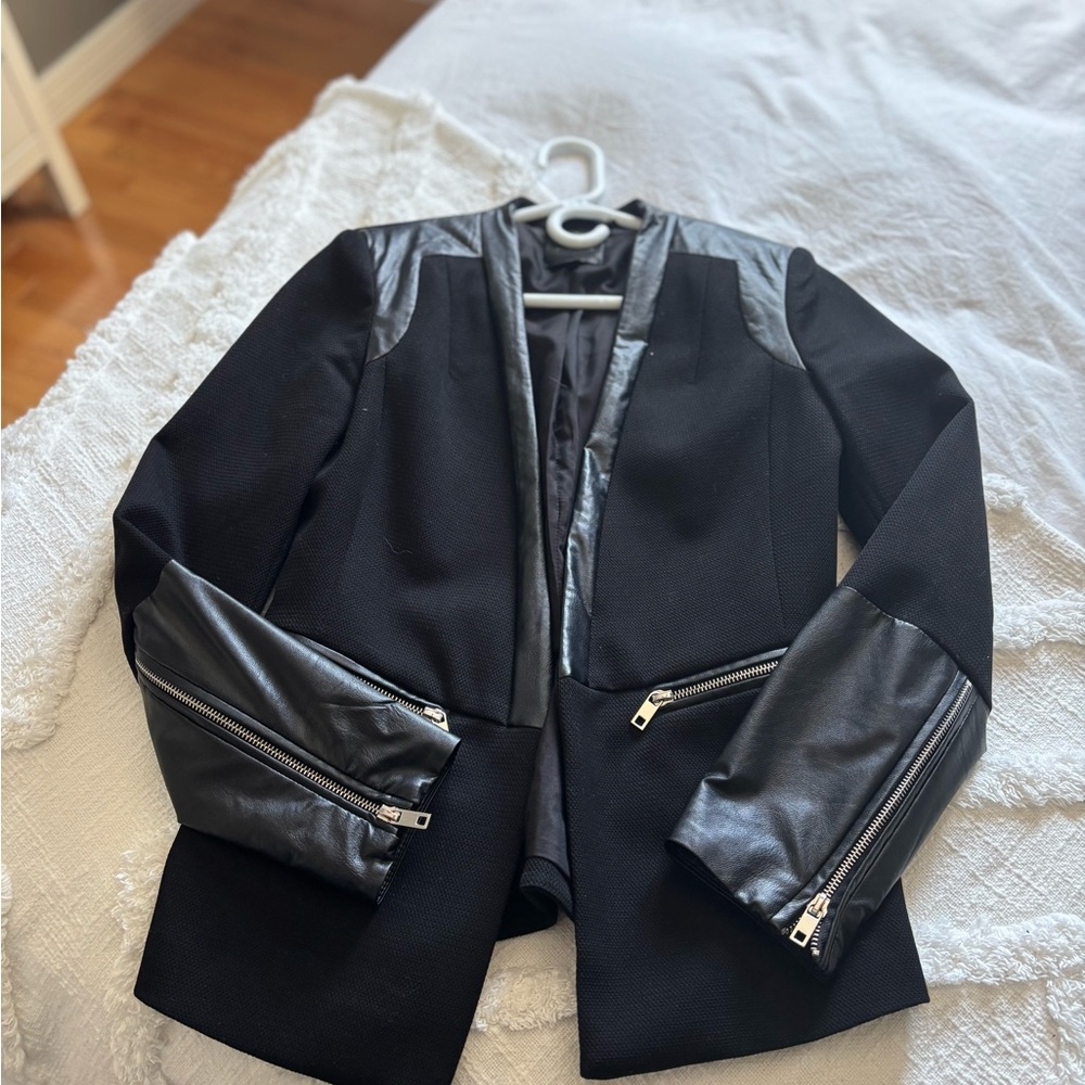 Black with faux leather accents Women's Jacket